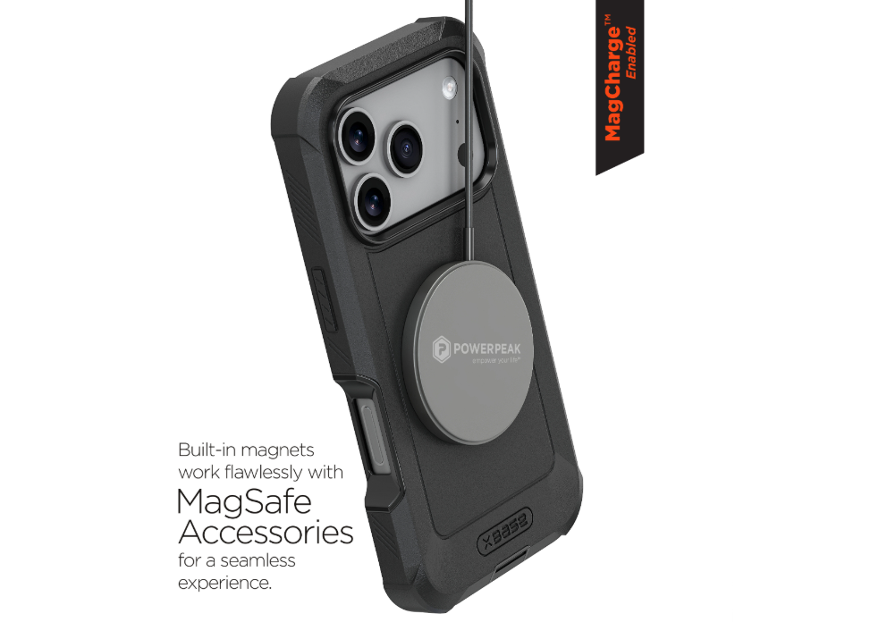 xBase iPhone 17 Pro Max - Boulder MagSafe Heavy-Duty Co-Molded Rugged Protective Case - Black