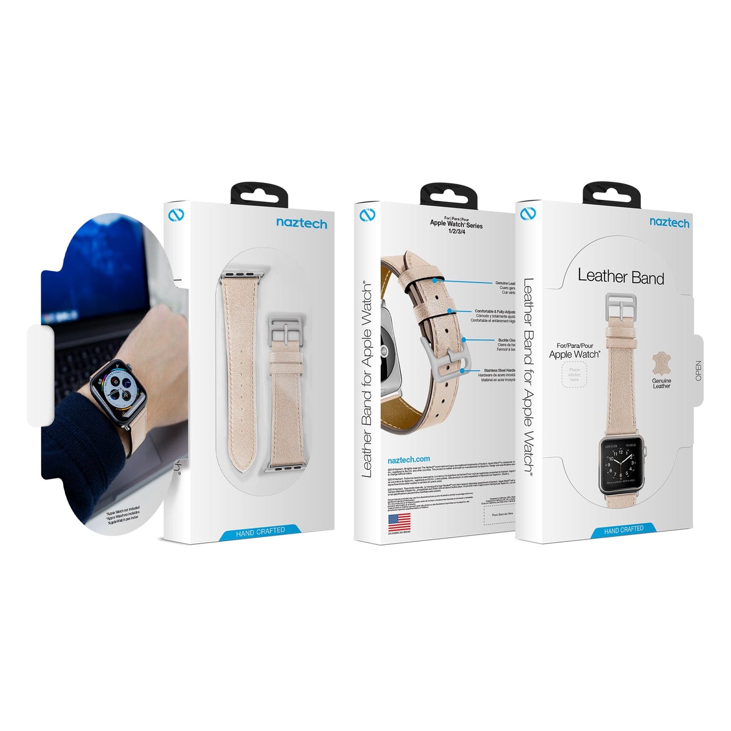 Naztech Leather Band for Apple Watch (38/40mm) - Color Options