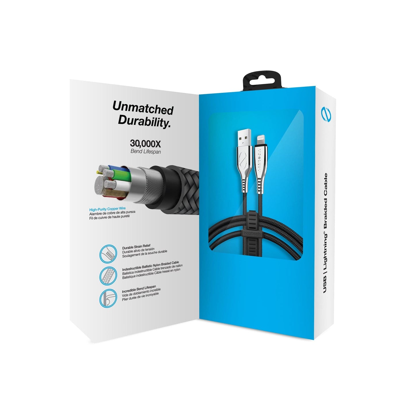 Naztech TITANIUM USB to Lightning Braided Cable - 6ft - Color Options