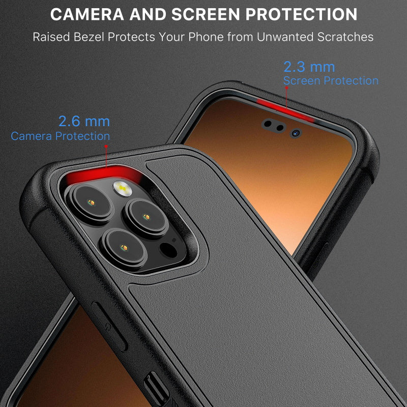 MyBat Pro Antimicrobial Maverick Series Case with Holster and Tempered Glass for Apple iPhone 14 Pro (6.1)