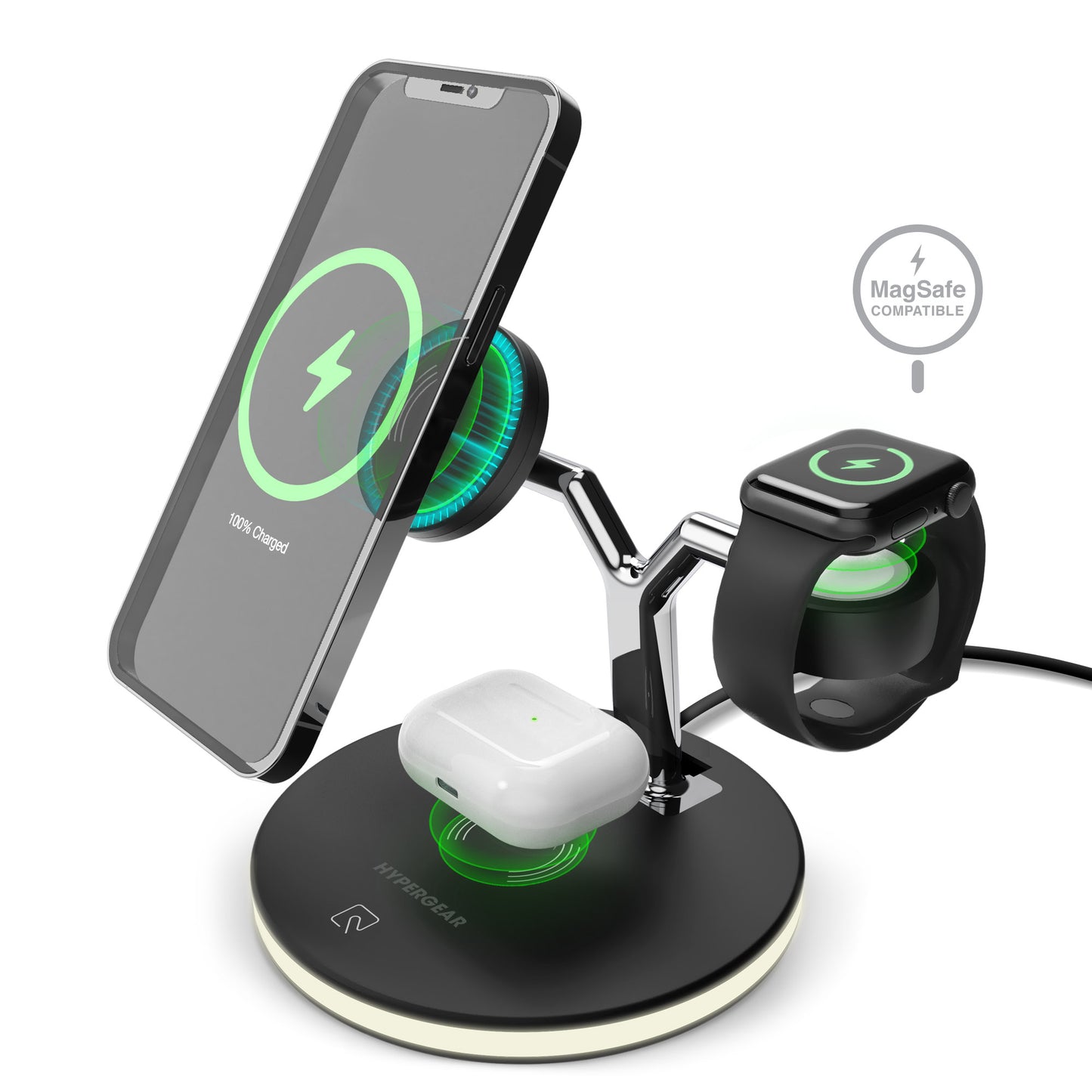 MaxCharge 3-in-1 Wireless Charging Stand with 15W Magnetic Wireless Fast Charge