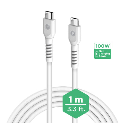 PowerPeak - Super Fast Car Charger USB-A+USB-C Kit With USB-C to USB-C Cable - 3 Ft - 48W - White