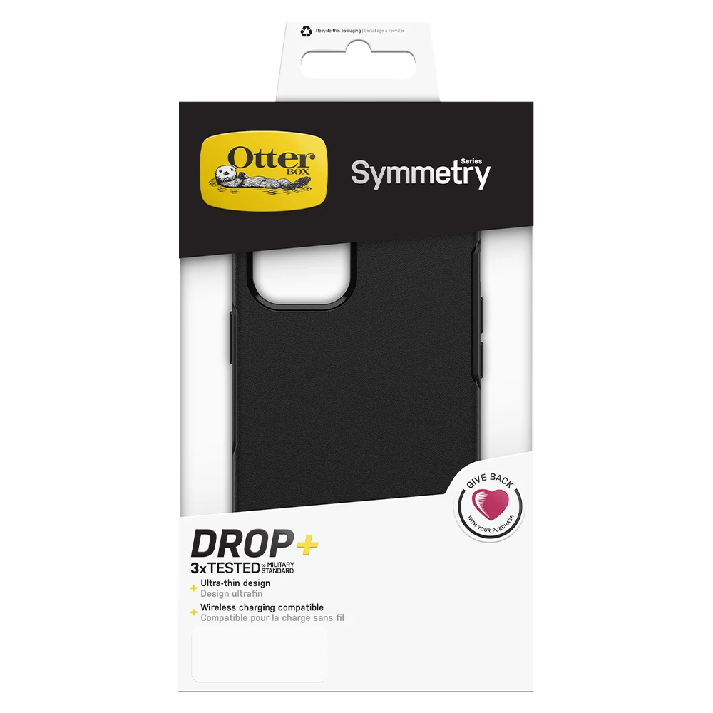 OtterBox - Symmetry Antimicrobial Case for Apple iPhone 12 / 12 Pro - Black