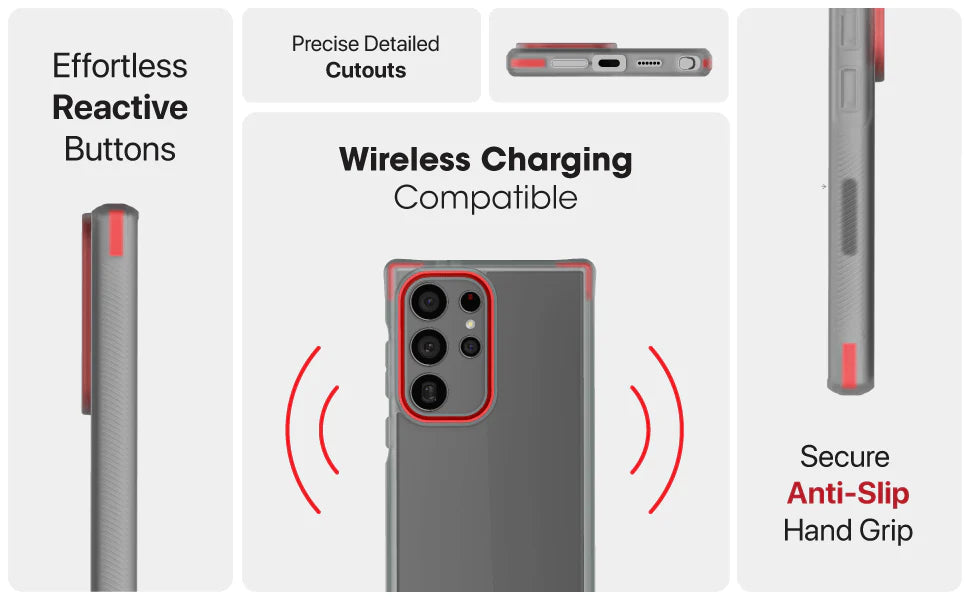 Ghostek - Covert Series Case - Samsung Galaxy S24 Ultra - Clear/Red