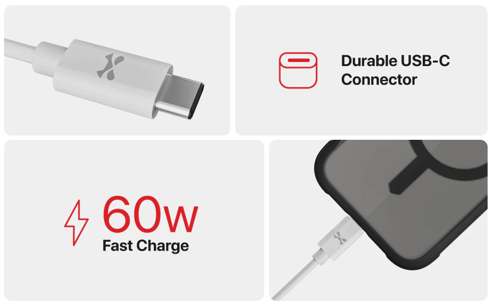 NRGLine - USB-C to USB-C Cable - 60W - White