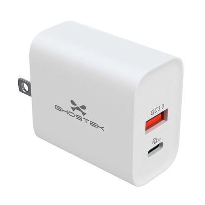 NRGLink - Dual Port USB-C/USB-A Wall Charger - White