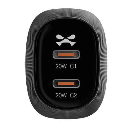 NRGCar - Dual 20W USB-C Fast Charge Car Charger Kit With USB-C to USB-C Cable - 3 Ft -  40W - Black