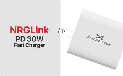 NRGLink - Dual Port USB-C/USB-A Wall Charger - White