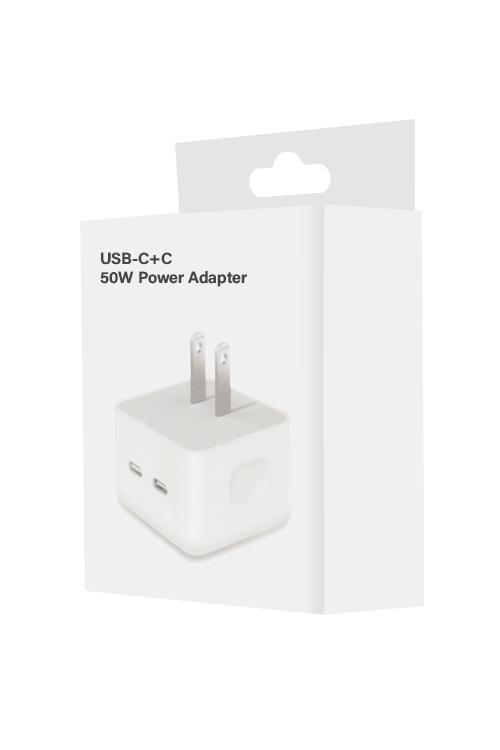 Baseline Dual USB-C Ultra Fast Charging 90 Travel/Wall Adapter - 50W - White