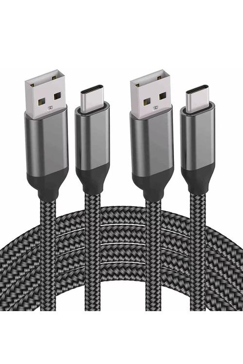 (2 PK) Baseline USB-A to USB-C Braided Charging Cable - 6 Ft - Grey