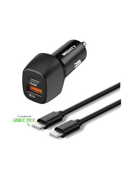 Baseline 38W USB-C & USB-A Fast Charging Car Charger Kit With USB-C to USB-C Cable - 3 Ft - Black