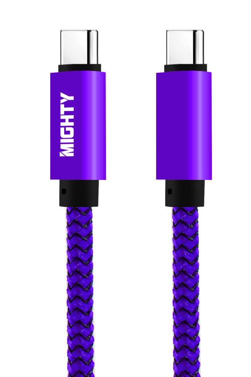 USB-C to USB-C Fast Charging Braided Cable 10 Ft - Purple