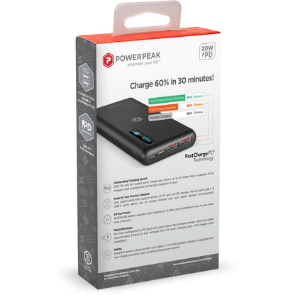 Powerpeak 22.5W Dual USB & USB-C 10000mAh Portable Charger - Color Options