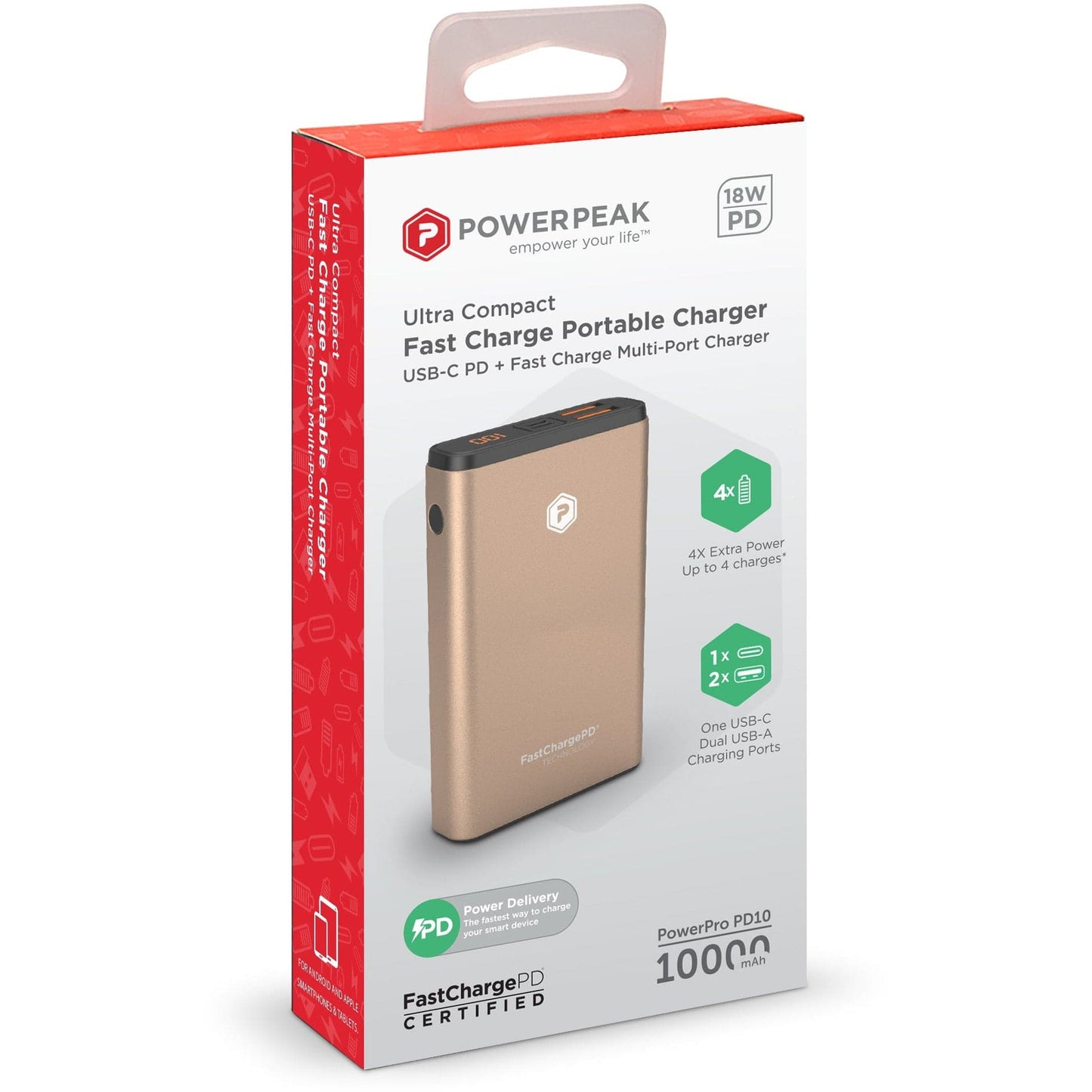 Powerpeak 22.5W Dual USB & USB-C 10000mAh Portable Charger - Color Options