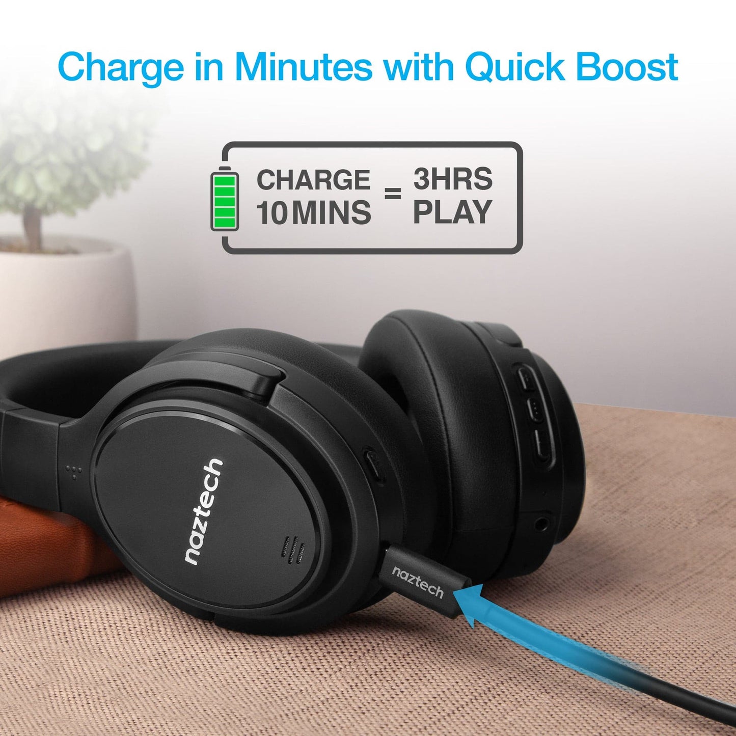 Naztech DRIVER ANC1000 Active Noise Cancelling Wireless Headphones - Color Options