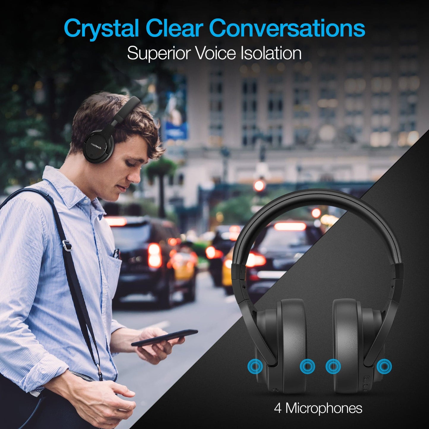 Naztech DRIVER ANC1000 Active Noise Cancelling Wireless Headphones - Color Options