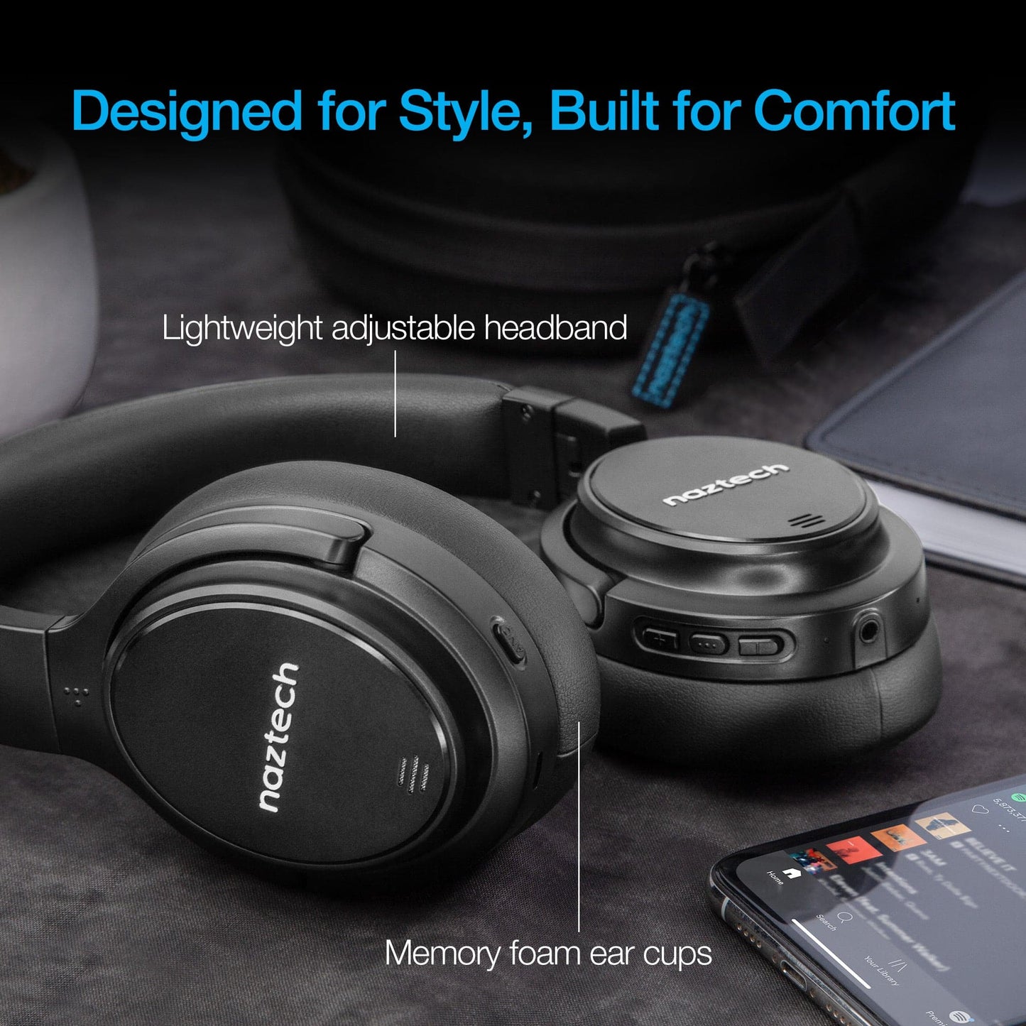Naztech DRIVER ANC1000 Active Noise Cancelling Wireless Headphones - Color Options