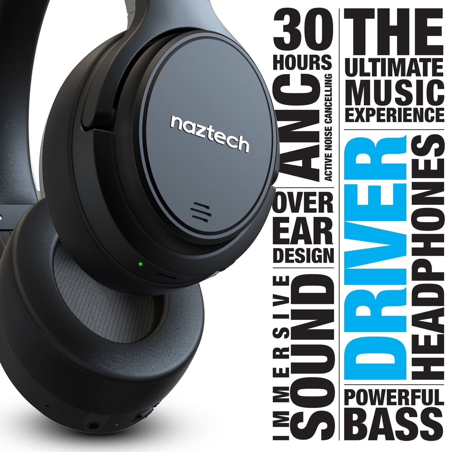 Naztech DRIVER ANC1000 Active Noise Cancelling Wireless Headphones - Color Options