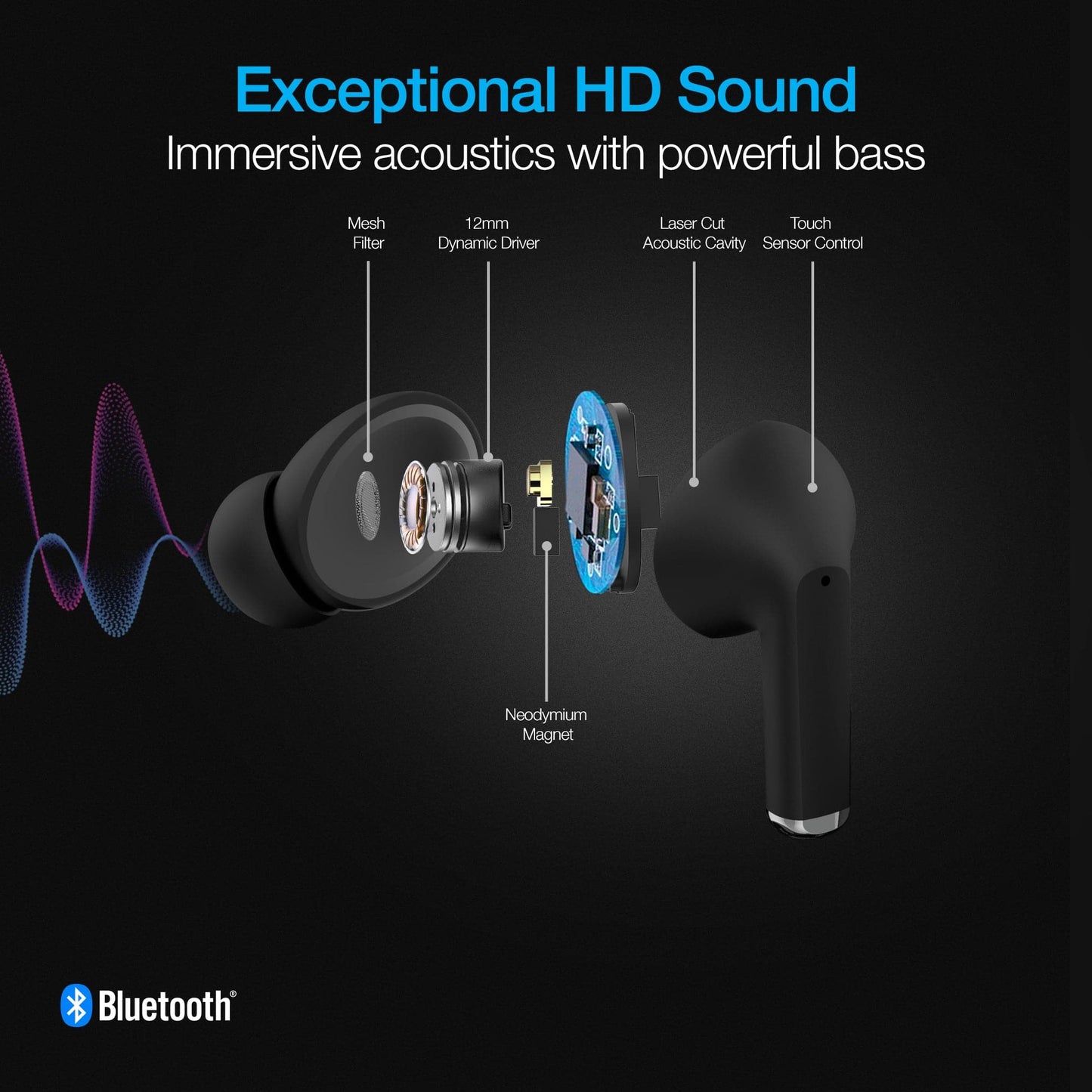 Naztech Xpods PRO True Wireless Earbuds with Wireless Charging Case