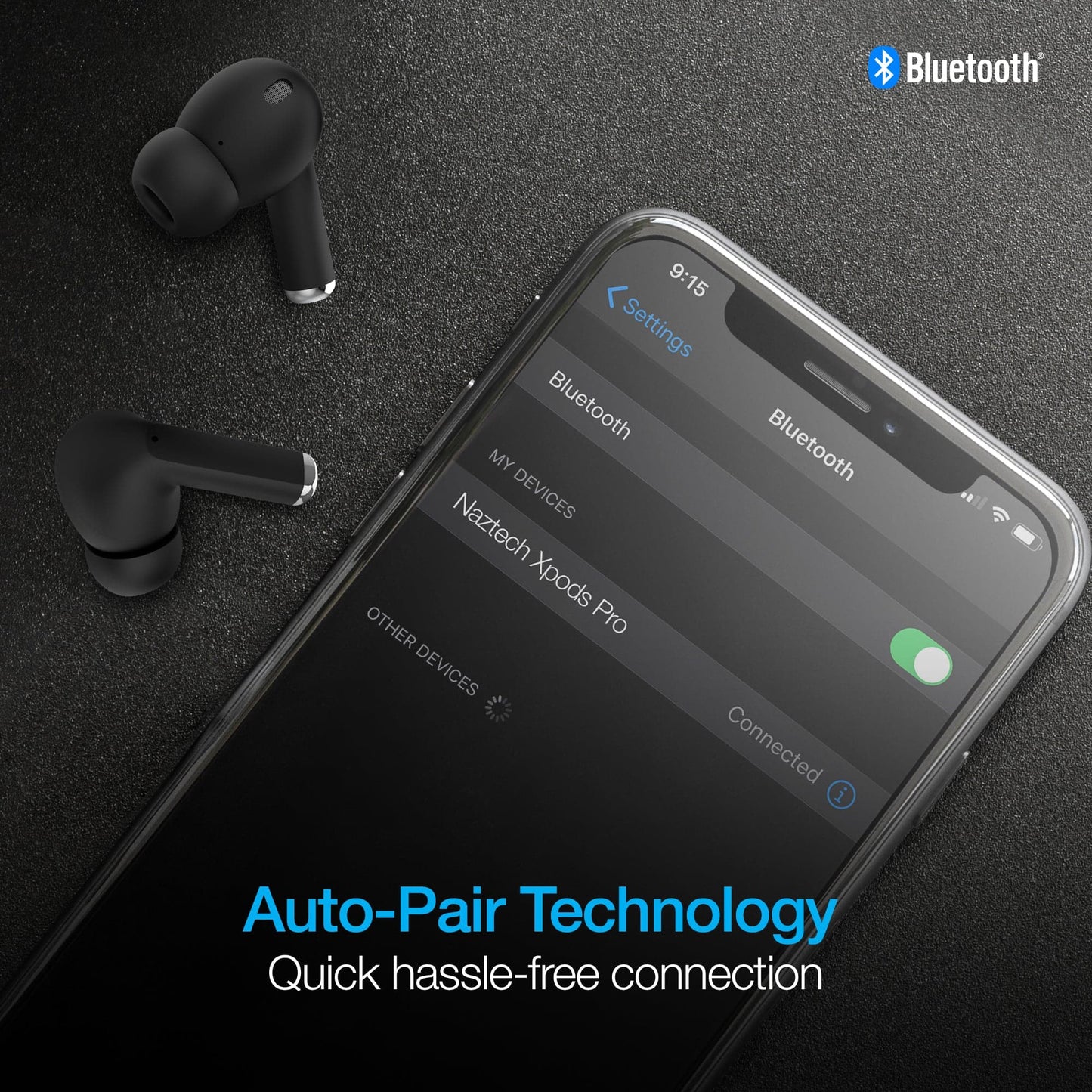 Naztech Xpods PRO True Wireless Earbuds with Wireless Charging Case