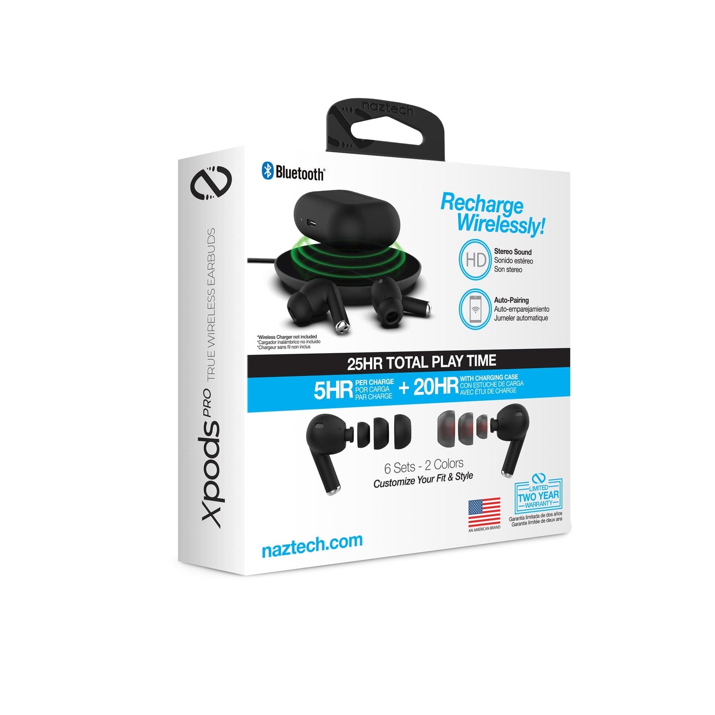 Naztech Xpods PRO True Wireless Earbuds with Wireless Charging Case
