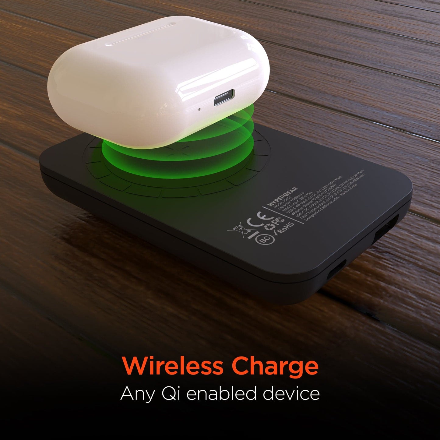 Hypergear 5,000mAh MagSafe Magnetic Wireless Fast Charge Power Bank with a built-in 360° ring holder + kickstand