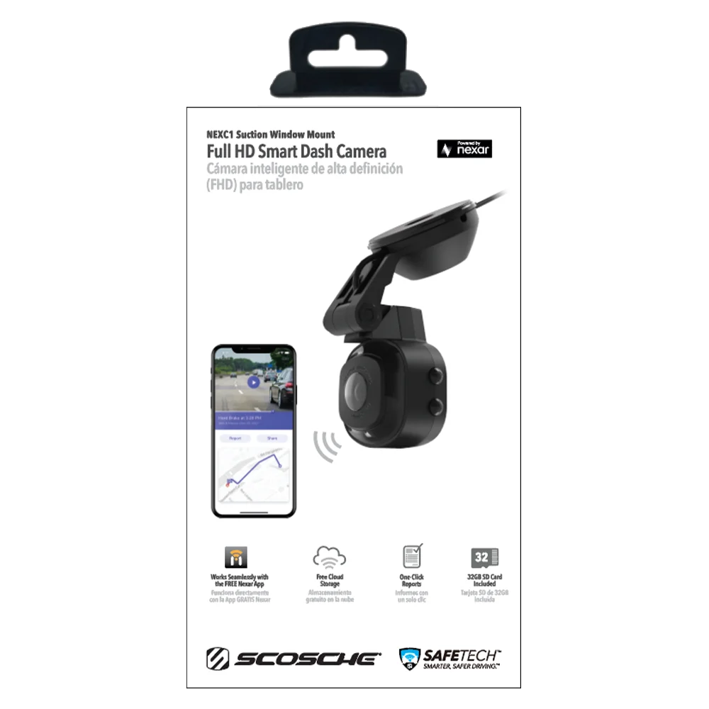Scosche - Nexar Smart Dash Cam with Suction Cup Base - Black