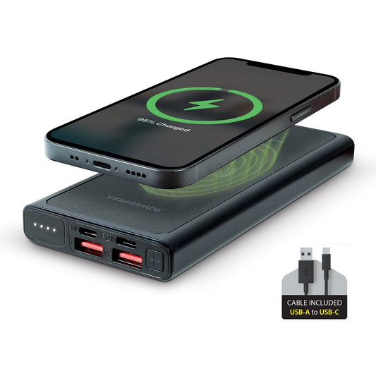 Powerpeak 10,000 MAh 2-in-1 Portable Fast Charge Wireless Charger And Battery Pack