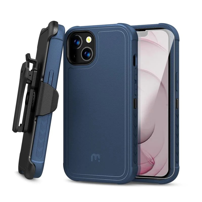 MYBAT Pro Antimicrobial Maverick Series Case with Holster and Tempered Glass - Apple iPhone 13 (6.1) - Color Options