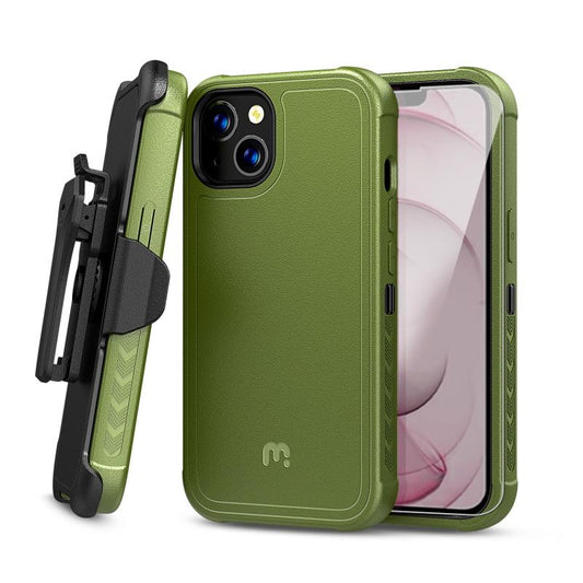 MYBAT Pro Antimicrobial Maverick Series Case with Holster and Tempered Glass - Apple iPhone 13 (6.1) - Color Options