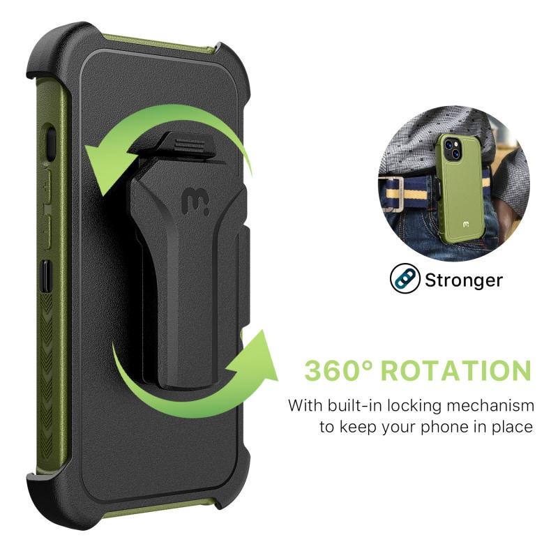 MYBAT Pro Antimicrobial Maverick Series Case with Holster and Tempered Glass - Apple iPhone 13 (6.1) - Color Options