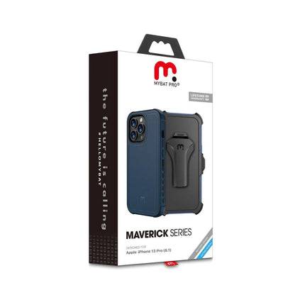 MYBAT Pro Antimicrobial Maverick Series Case with Holster and Tempered Glass - Apple iPhone 13 Pro (6.1) - Color Options