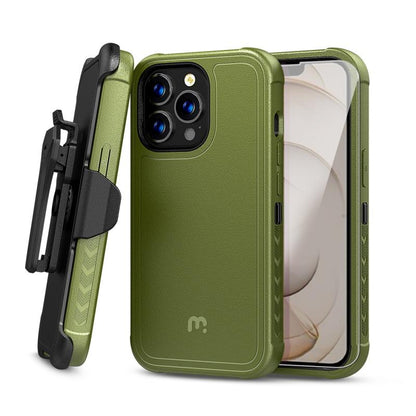 MYBAT Pro Antimicrobial Maverick Series Case with Holster and Tempered Glass - Apple iPhone 13 Pro (6.1) - Color Options