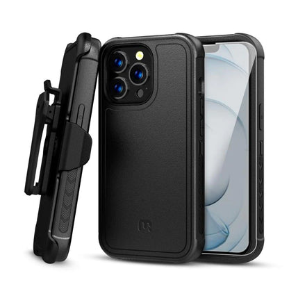MyBat Pro Antimicrobial Maverick Series Case with Holster and Tempered Glass - Apple iPhone 13 Pro Max (6.7) - Color Options