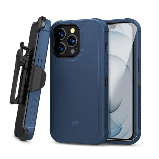 MyBat Pro Antimicrobial Maverick Series Case with Holster and Tempered Glass - Apple iPhone 13 Pro Max (6.7) - Color Options