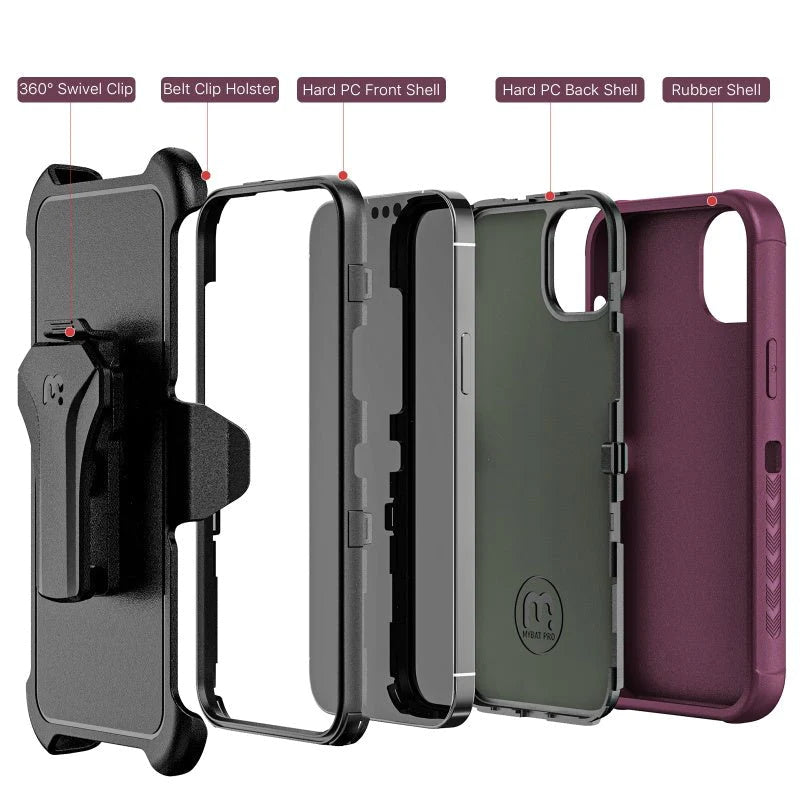 MyBat Pro Antimicrobial Maverick Series Case with Holster - Apple iPhone 14 (6.1) - Color Options