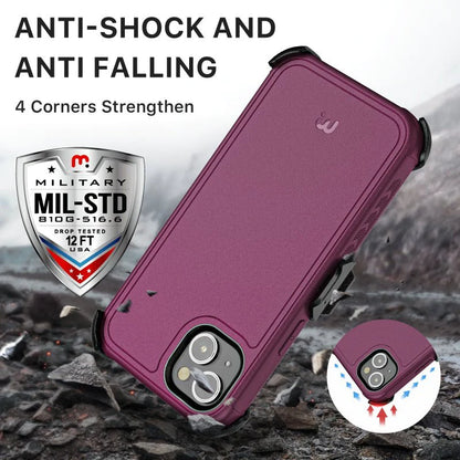 MyBat Pro Antimicrobial Maverick Series Case with Holster and Tempered Glass - Apple iPhone 14 Plus (6.7) - Color Options