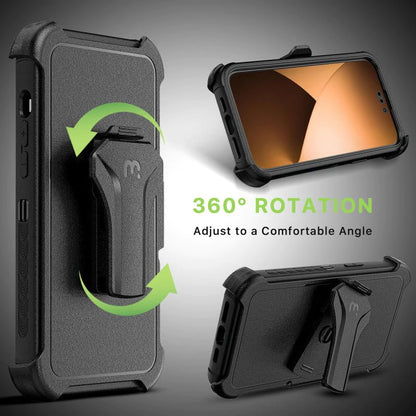 MyBat Pro Antimicrobial Maverick Series Case with Holster and Tempered Glass for Apple iPhone 14 Pro (6.1)