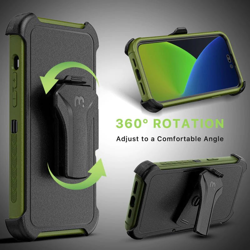 MyBat Pro Antimicrobial Maverick Series Case with Holster and Tempered Glass - Apple iPhone 14 Pro Max (6.7) - Color Options