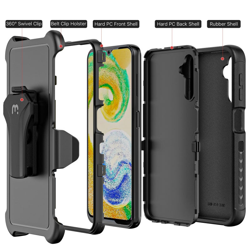 MyBat Pro Antimicrobial Maverick Series Case with Holster - Samsung Galaxy A14 5G - Color Options