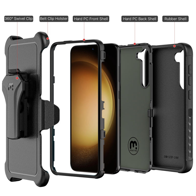 MyBat Pro Antimicrobial Maverick Series Case with Holster - Samsung Galaxy S23 Plus - Color Options