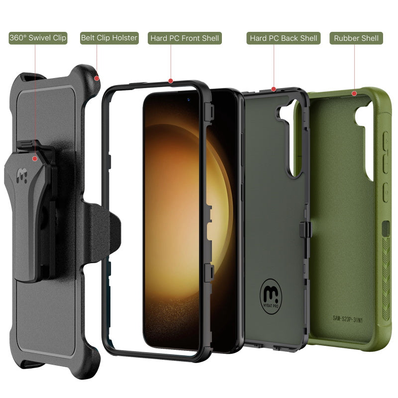 MyBat Pro Antimicrobial Maverick Series Case with Holster - Samsung Galaxy S23 Plus - Color Options