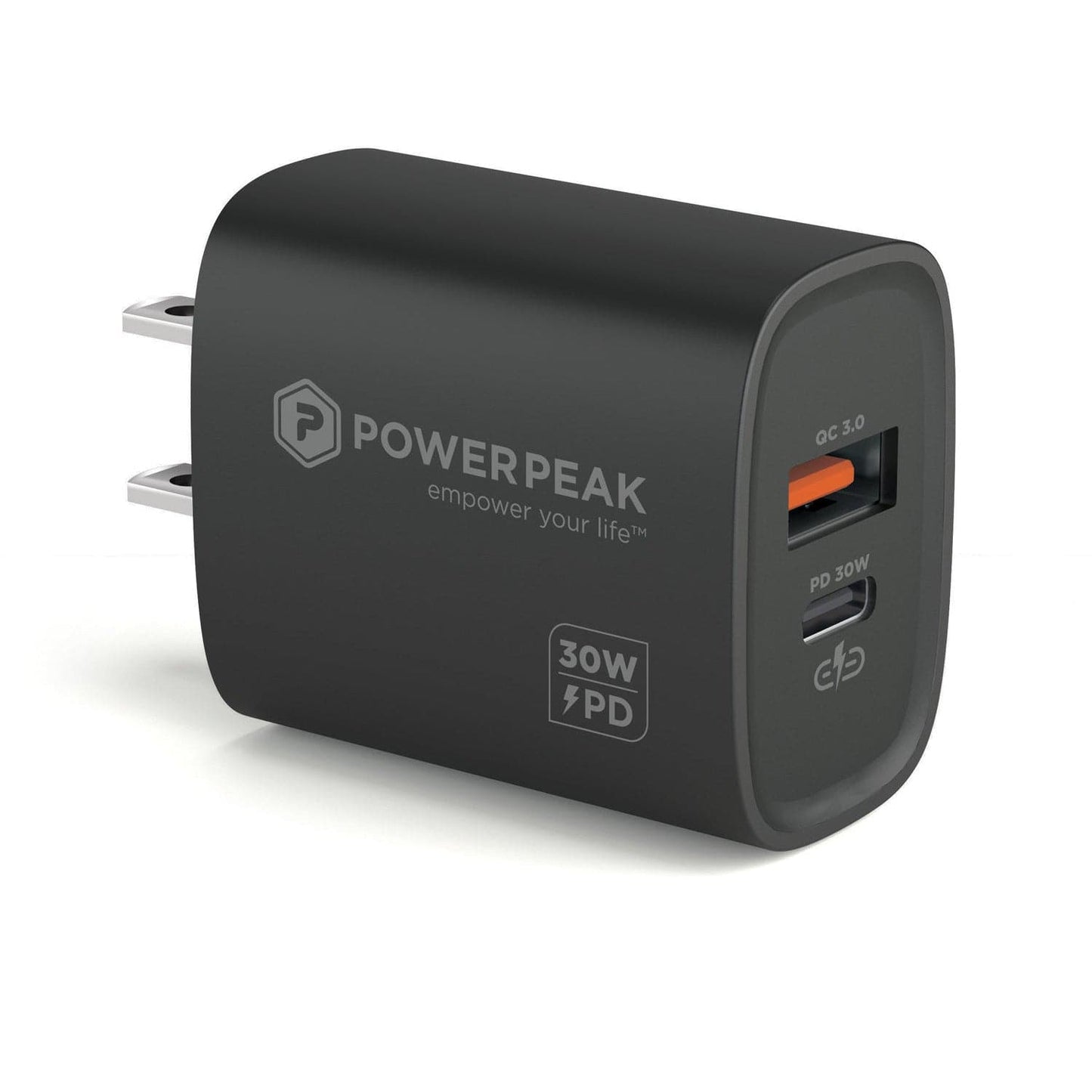 Powerpeak 30W USB & USB-C Dual Port Wall Adapter - Black