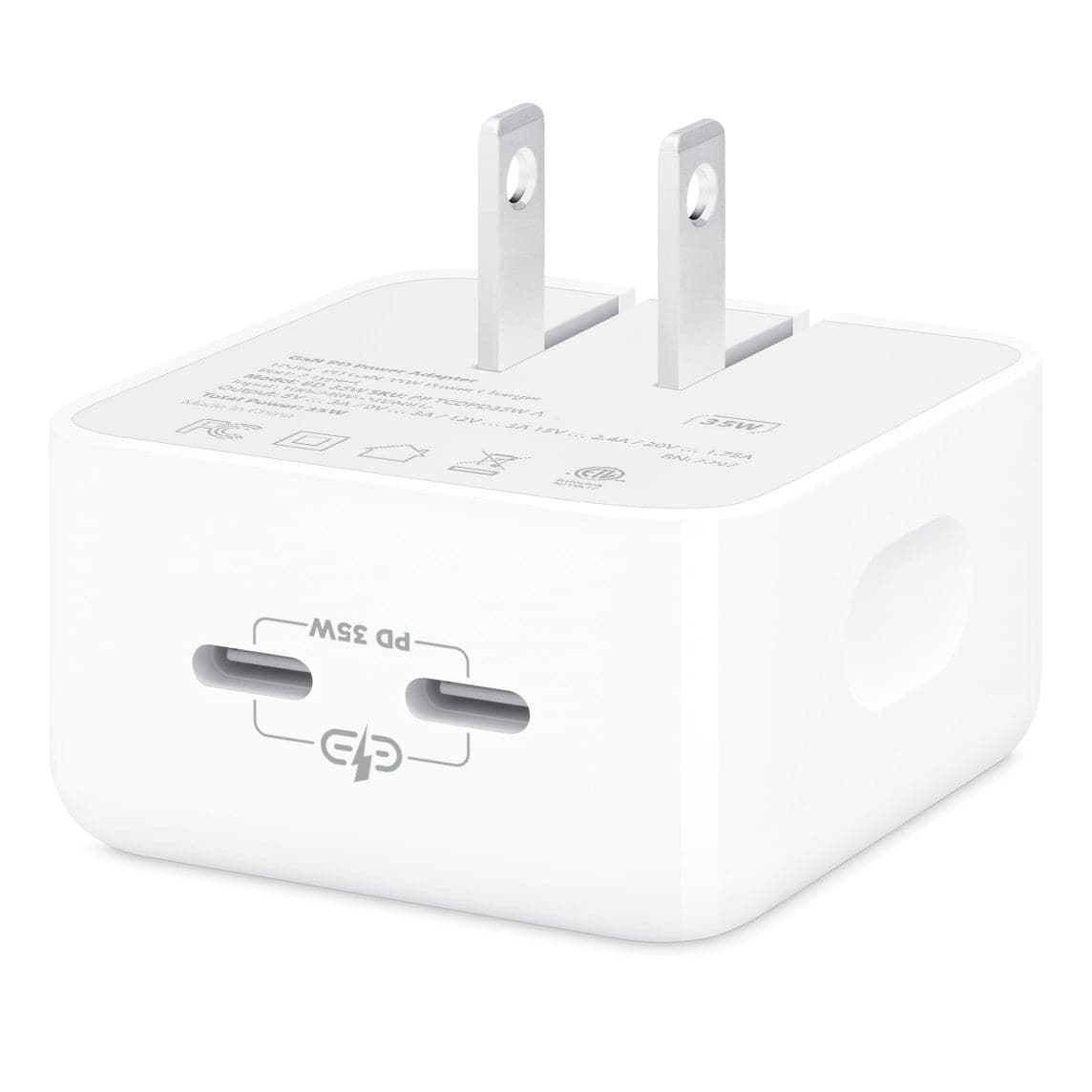 Powerpeak 35W USB-C Dual Wall Power Adapter - White